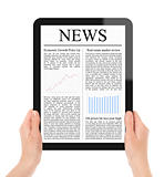 Holding Tablet PC With Business News