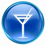 wine-glass icon blue, isolated on white background.