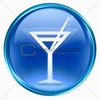 wine-glass icon blue, isolated on white background.