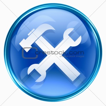Tools icon blue, isolated on white background.
