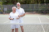 Active Seniors on Tennis Court