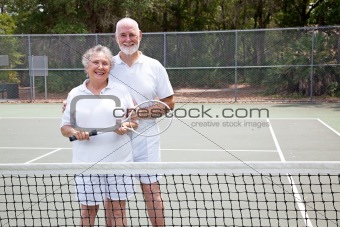 Active Seniors on Tennis Court