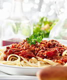 spaghetti pasta with tomato beef sauce