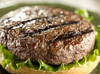 juicy hamburger patty closeup