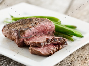 sliced up rare steak