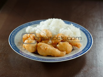 deep fried chinese chicken with rice