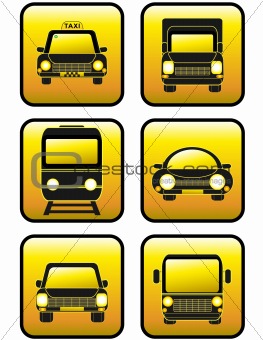 set of icons cars and train