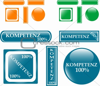 set of 100% competence Button shiny icon