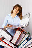 Female accountant and financial documentation