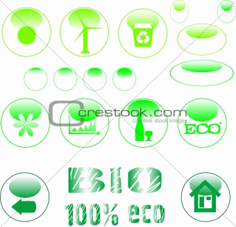 set of ecology symbol icon set green