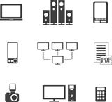 set of digital media electronics equipment icons