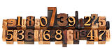 random numbers in letterpress type