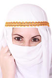 beautiful young arabic woman Middle East in the national headdress, isolted over white image