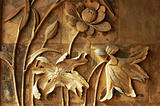Ancient brick carving art of lotus flowers 