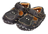 Dark leather sandals for children