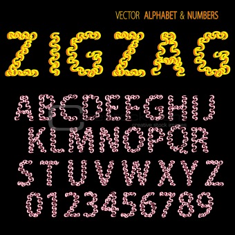 Hand drawing ornamental alphabet zigzag