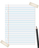 lined paper with pencil