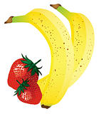 banana and strawberry illustration