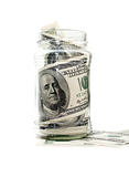 dollars in money jar