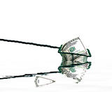 fishing net with money and water