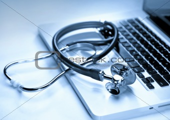 stethoscope on a laptop compute