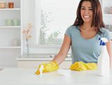 Good looking woman doing the housework