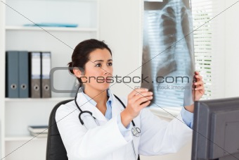 Gorgeous female doctor looking at a x-ray