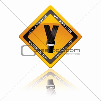 Seat belt warning sign