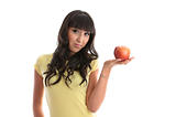 Healthy girl with fresh apple
