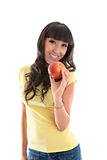 Healthy Lifestyle - Happy woman eat apple