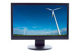wind turbines on TV screen