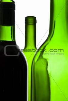 wine bottles on white background