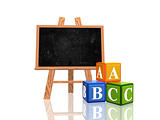 blackboard with abc cubes