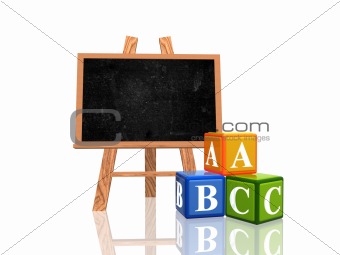 blackboard with abc cubes