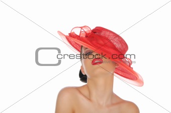 beautiful woman with red hat