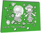 Kids elements school girls and icons