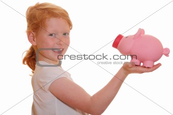 Girl with piggy bank