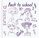 Hand-Drawn Back to School Sketchy Notebook Doodles with  girls s
