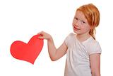 Girl with red paper heart