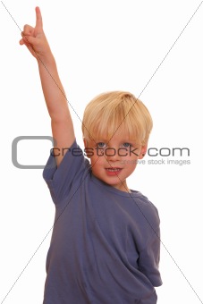 Boy pointing high