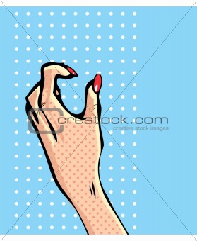 Hand icon in pop art comic style from big vintage comic symbol c