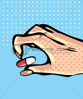 Hand with capsule pill 