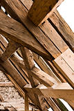 wooden framework on ancient roof