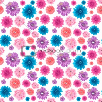 Vibrant Artificial Flowers Seamless Wallpaper Background