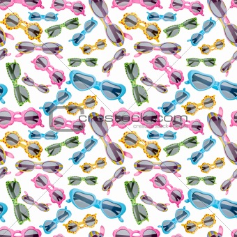 Seamless Background of Childrens Sunglasses on White.