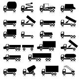 Set of vector icons - transportation symbols.  Black on white. 