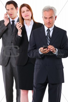 businessman and businesswoman with mobile