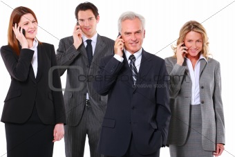 businessman and businesswoman with mobile