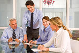 businessman and businesswoman during a working meeting