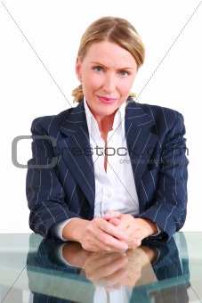 one woman in office at the desk